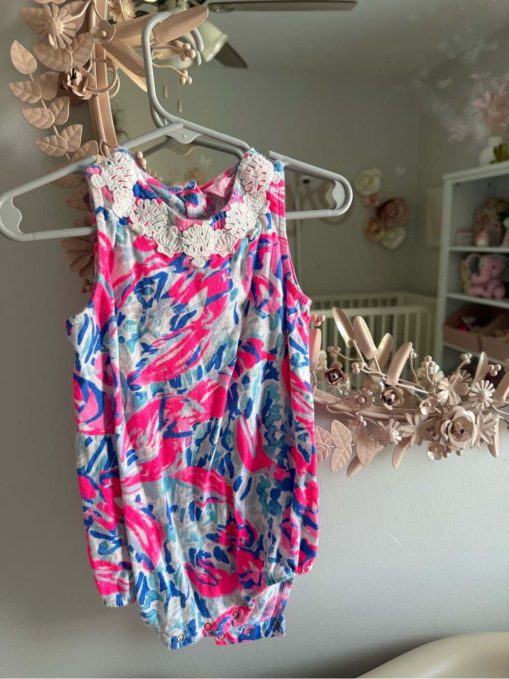 Lilly Pulitzer Cosmic Coral Sleeveless onesie 12-18 Months